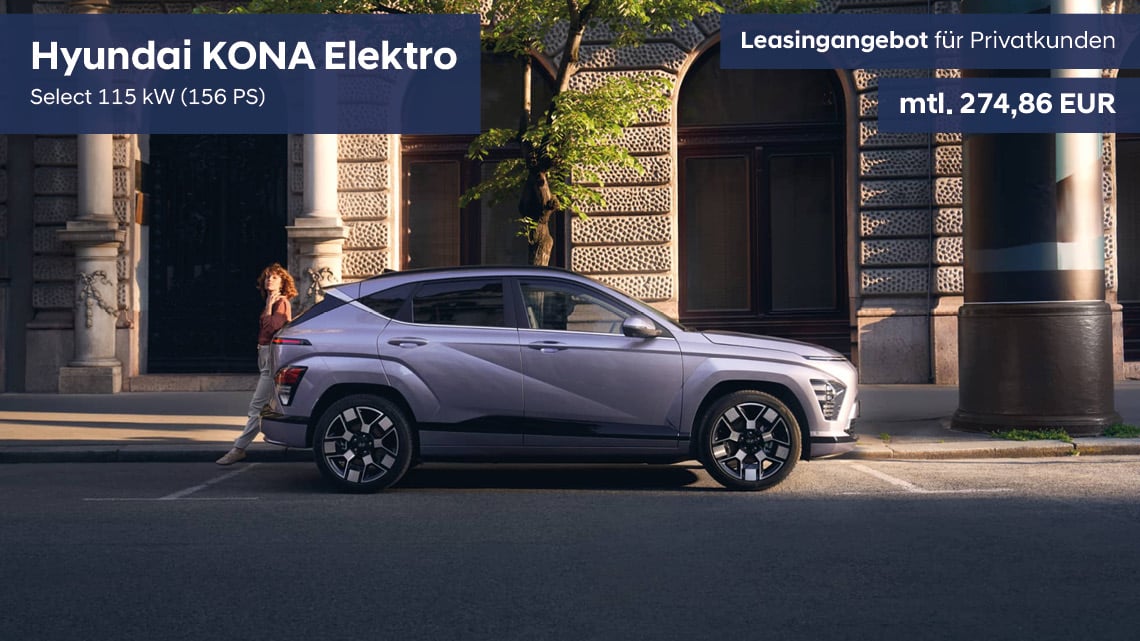 Hyundai KONA Elektro Privatkunden Leasingangebot - gültig bis 30.06.2025