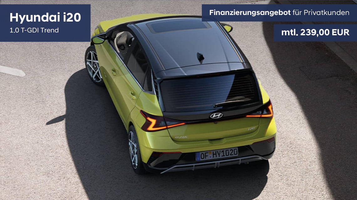 Hyundai i20 Finanzierungsangebot für Privatkunden - gültig bis 30.06.2025