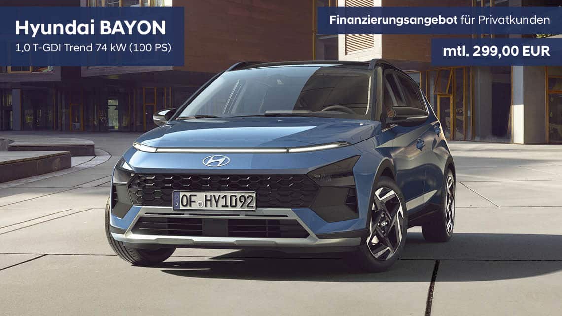 Hyundai BAYON Finanzierungsangebot für Privatkunden - gültig bis 30.09.2025