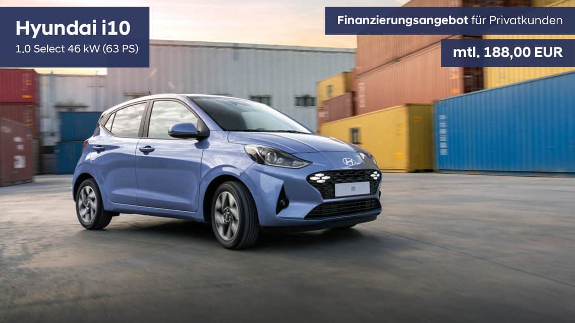 Hyundai i10 Finanzierungsangebot für Privatkunden - gültig bis 30.09.2025