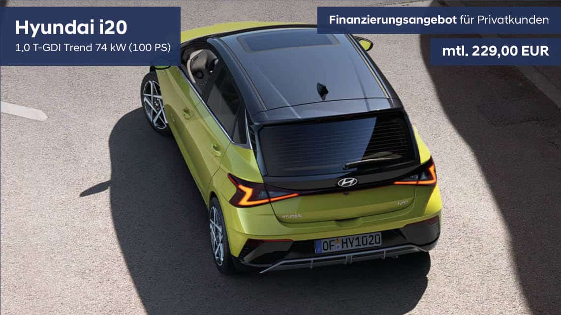 Hyundai i20 Finanzierungsangebot für Privatkunden - gültig bis 30.09.2025