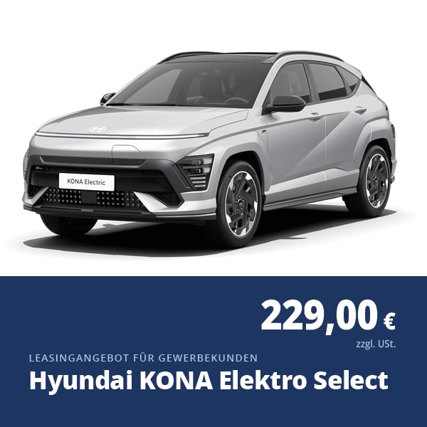 Hyundai KONA Elektro Leasingangebot für Gewerbekunden - gültig bis 30.09.2026