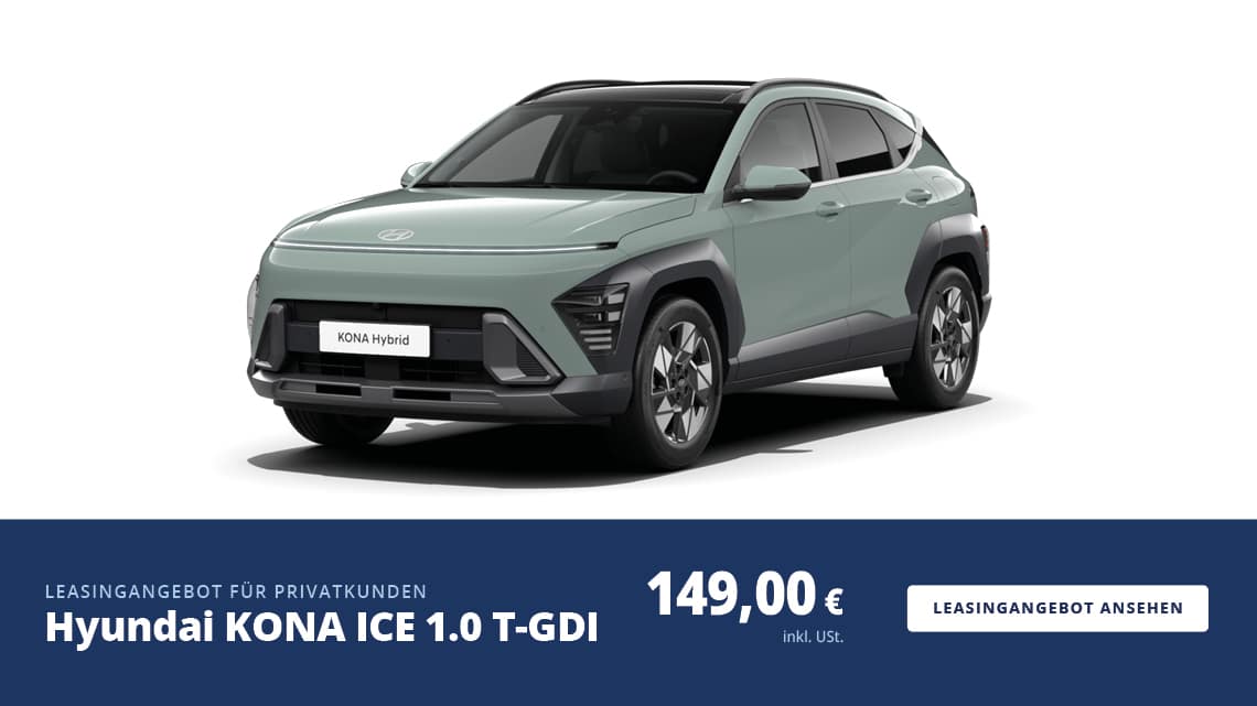 Hyundai KONA Ice Leasingangebot für Privatkunden - gültig bis 30.09.2026