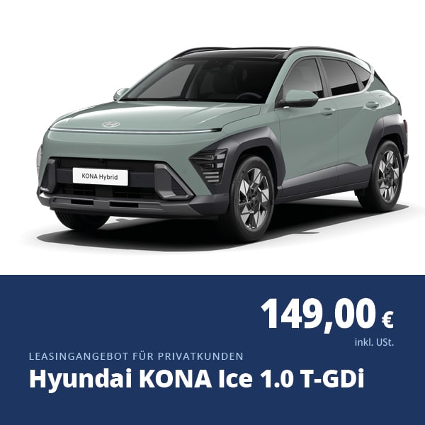 Hyundai KONA Ice Leasingangebot für Privatkunden - gültig bis 30.09.2026