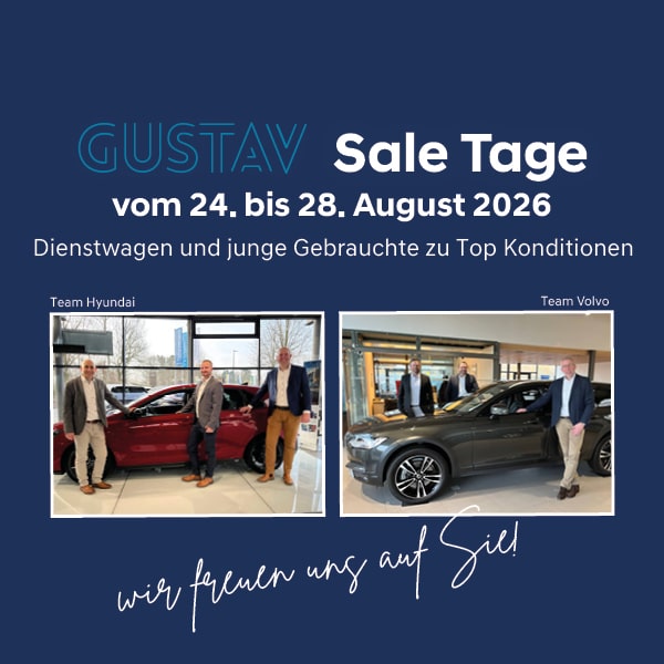 Gustav Sale Tage vom 24. bis 28. August 2026 - Dienstwagen und junge Gebrauchte zu Top Konditionen!